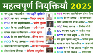 Important Appointments 2025 in Hindi