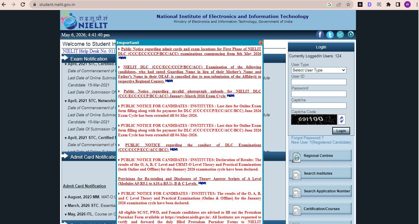NIELIT CCC Admit Card 2026