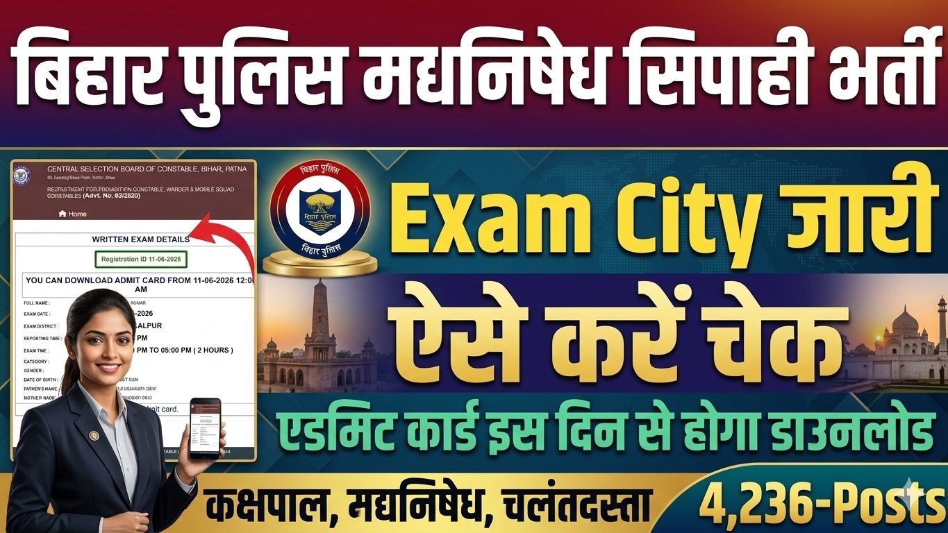 Bihar Police Prohibition Constable Exam City Details 2026